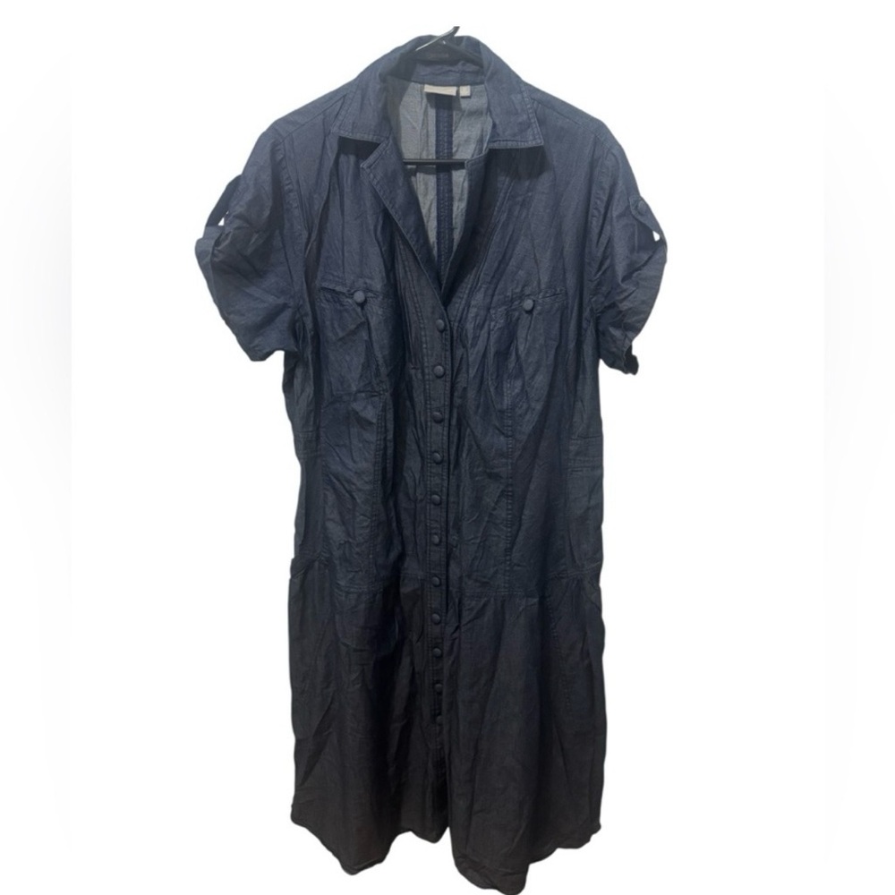 eShakti Dark Blue Chambray Cotton Dress Size 20W - Picture 3 of 5